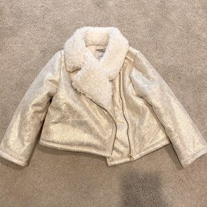NWOT OshKosh Sherpa lined gold Moto jacket Size 3T